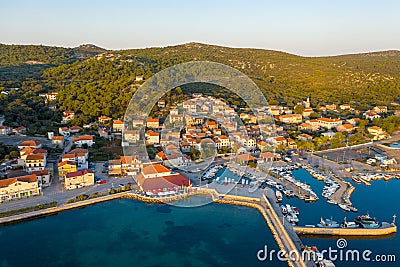 Aerial view of Tkon town on PaÅ¡man Island Stock Photo