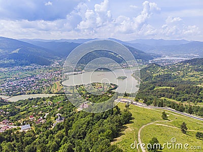 Aerial view to Bistrita valley Stock Photo