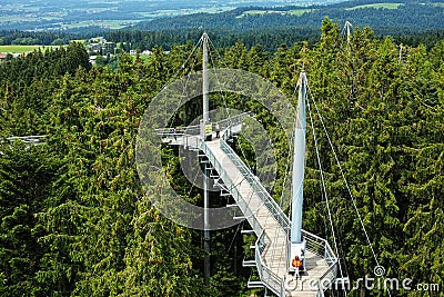 Canopy walkway in nature park landscape aerial view Editorial Stock Photo