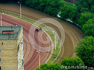 Aerial view to Central Moscow hippodrome racecourse Editorial Stock Photo