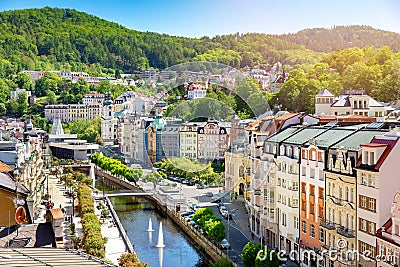 Aerial view to karlovy vary city czech republic Stock Photo