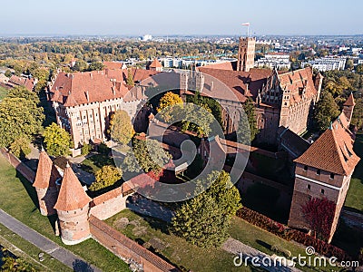 Aerial view to Malbork Castle in Poland Editorial Stock Photo