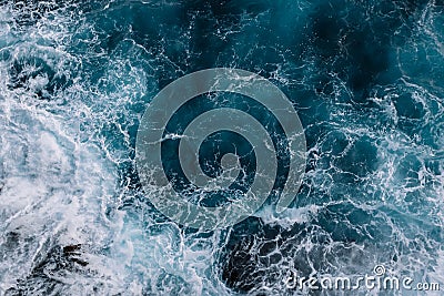 Aerial view to ocean waves. Water background Stock Photo