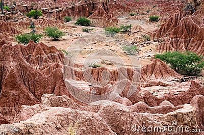 Aerial view to sandstone desert canyon Stock Photo