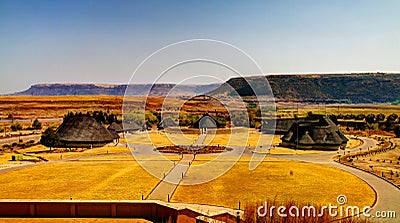 Aerial view to Thaba Bosiu Cultural Village near Maseru in Lesotho Stock Photo