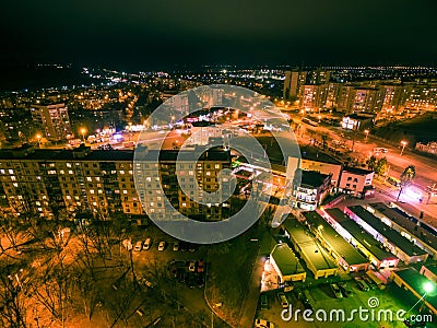 Aerial view to Y-crossroads on residential area in Kharkiv Stock Photo