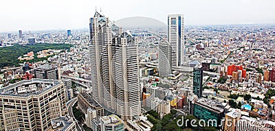 Aerial view of Tokyo with busy roads and office buildings Editorial Stock Photo