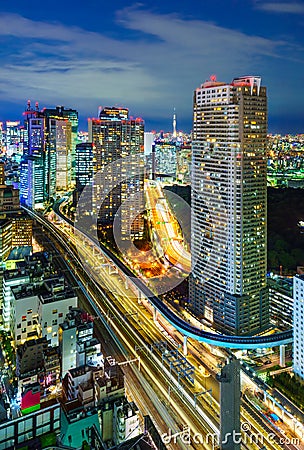 Aerial view of Tokyo skyscrapers, Minato, Japan Stock Photo