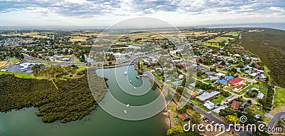 Aerial view of Tooradin - small coastal town in Victoria Australia. Stock Photo