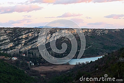 Aerial view from the top of the road in Rupe, Croatia. Stock Photo