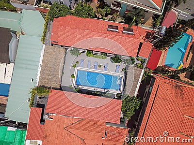 Aerial view top view of houses in District 2 of Ho Chi Minh City Stock Photo