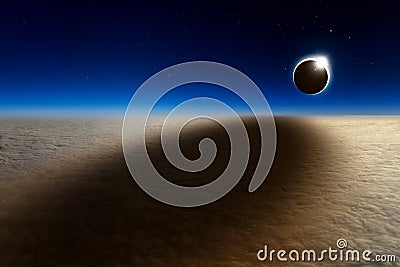 Aerial view of total solar eclipse Stock Photo