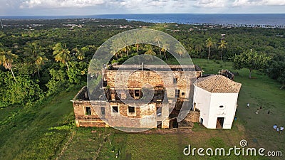 Aerial view of the Tower House of Garcia d'Avila and green rees Editorial Stock Photo