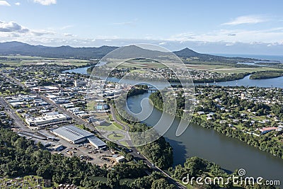 Aerial view of the town of Innisfail . Stock Photo