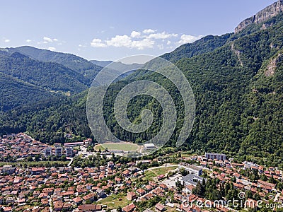 Aerial view of town of Teteven at Balkan Mountains, Bulgaria Editorial Stock Photo