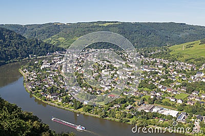 Aerial view of Traben-Trarbach at the river Moselle Stock Photo