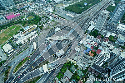 Aerial view of transportation traffic express way road in city, Stock Photo