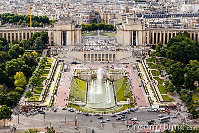 Aerial View on Trocadero Fountains From the Eiffel Tower Stock Photo