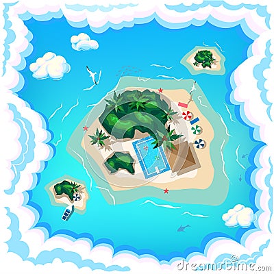 Aerial view of a tropical beach Vector Illustration