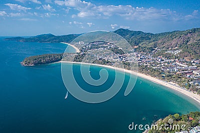 Aerial view of tropical Kata Noi Beach area in Phuket Stock Photo