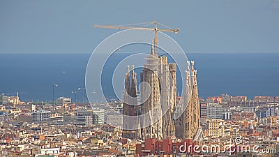 Aerial view on tthe Sagrada familia and usrroundings Editorial Stock Photo