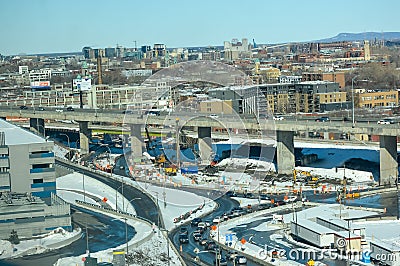 Aerial view of the Turcot project Editorial Stock Photo