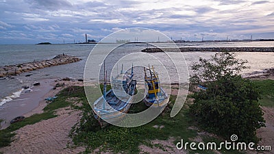 The old fishing boats on the beach Stock Photo