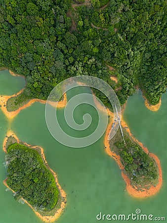 Aerial view of Ulu Kasok Riau tourist attraction, the Raja Ampat wannabe in Riau province, Sumatra island, Indonesia Stock Photo