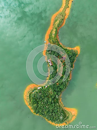 Aerial view of Ulu Kasok Riau tourist attraction, the Raja Ampat wannabe in Riau province, Sumatra island, Indonesia Stock Photo