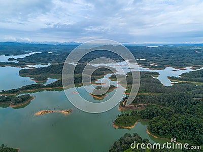 Aerial view of Ulu Kasok Riau tourist attraction, the Raja Ampat wannabe in Riau province, Sumatra island, Indonesia Stock Photo