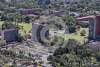 Aerial view of UNAM university headquarters rectory Editorial Stock Photo