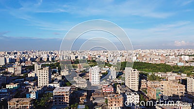 Aerial view of Unorganized and overpopulated capital city buildings of Dhaka, Bangladesh Stock Photo