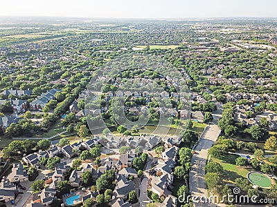 Aerial view urban sprawl in Dallas-Fort Worth area Stock Photo