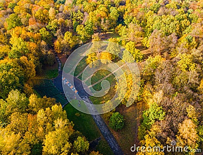 Aerial view of Valley of songs in Kaunas Oakwood park Stock Photo