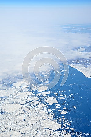 Aerial view of various size sea ice expanses Stock Photo