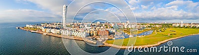 Aerial view of the Vastra Hamnen district in Malmo Editorial Stock Photo