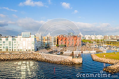 Aerial view of the Vastra Hamnen district in Malmo, Sweden Stock Photo