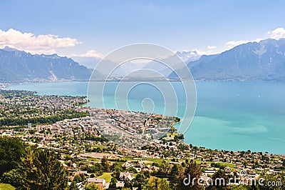 View of Vevey city, canton of Vaud, Switzerland Stock Photo