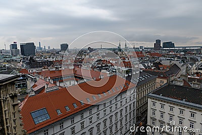 Aerial view of Vienna from the stephansdom cathedral. Editorial Stock Photo