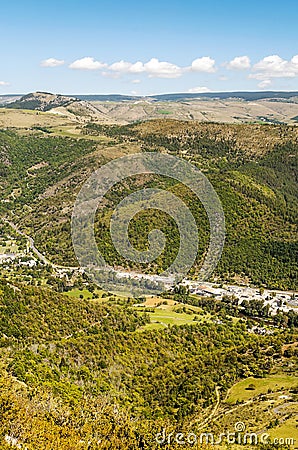 Aerial view of village in France Stock Photo