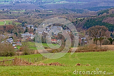 Aerial view on the village of Harze, Liege, Belgium Editorial Stock Photo