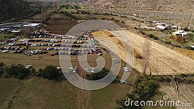 Aerial view of a village, mountains and landscape in Chile Stock Photo
