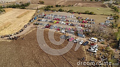 Aerial view of a village, mountains and landscape in Chile Stock Photo