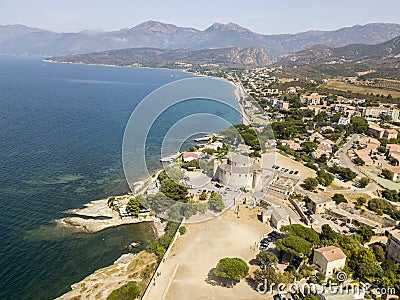 Aerial view of the village of Saint Florent, Corsica, France. Stock Photo