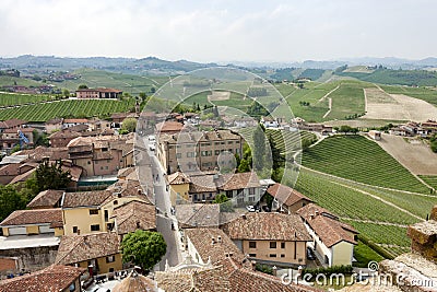 Aerial view of the vineyards of Barbaresco, Piedmont. Stock Photo