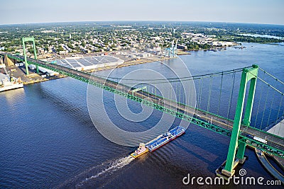 Aerial View of Walt Whitman Bridge Philadelphia New Jersey Stock Photo