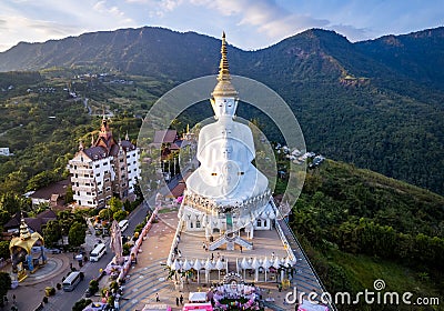 Aerial view of Wat Phra That Pha Sorn Kaew temple in Phetchabun, Thailand Editorial Stock Photo