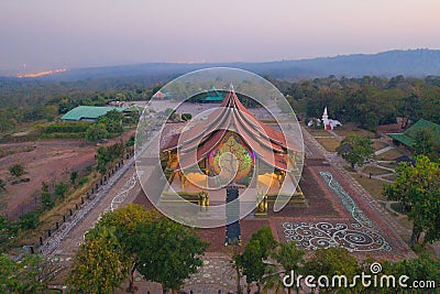 Aerial view of Wat Sirindhorn Wararam or Wat Phu Prao temple in Ubon Ratchathani, Thailand. Buddist temple. Tourist attraction Stock Photo