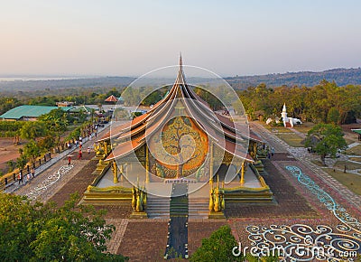 Aerial view of Wat Sirindhorn Wararam or Wat Phu Prao temple in Ubon Ratchathani, Thailand. Buddist temple. Tourist attraction Stock Photo