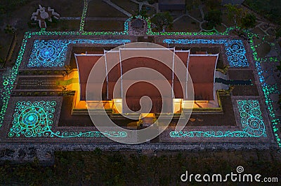 Aerial view of Wat Sirindhorn Wararam or Wat Phu Prao temple in Ubon Ratchathani, Thailand. Buddist temple. Tourist attraction Stock Photo